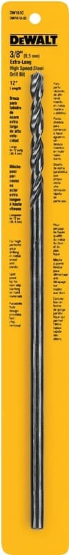 DEWALT DW1610 Drill Bit, 3/8 in Dia, 12 in OAL, Spiral Flute, 3/8 in Dia Shank, Round Shank – image 1