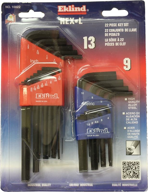 Eklind 10022 Hex Key Combo Set, 22-Piece, Steel, Black – image 1