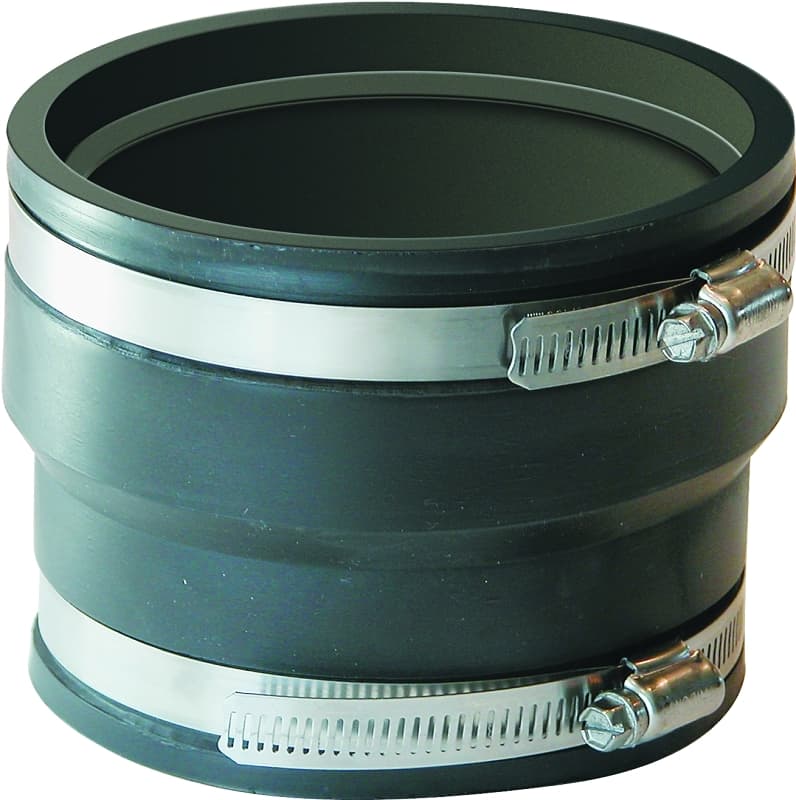 Fernco P1070-44 Flexible Coupling, 4 x 4 in, PVC, Black, 4.3 psi Pressure – image 1
