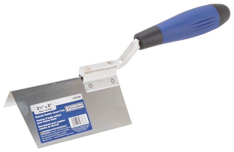 Vulcan 364863L Drywall Corner Trowel, 2.5 in W Blade, 5 in L Blade, DuraSoft Handle, PP/TPR Handle, 2.5 in Blade Radius – image 1