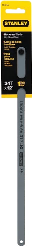 STANLEY 15-824A Hacksaw Blade, 12 in L, 24 TPI, Steel Cutting Edge – image 1