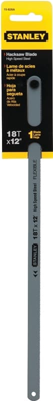 STANLEY 15-828A Hacksaw Blade, 12 in L, 18 TPI, Steel Cutting Edge – image 1