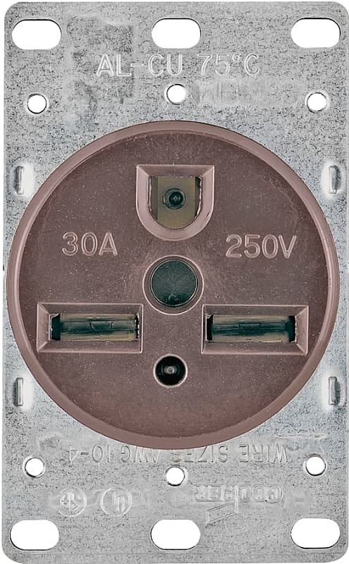 Arrow Hart 1234-BOX Power Receptacle, 2 -Pole, 250 V, 30 A, NEMA: NEMA 6-30R, Brown – image 1