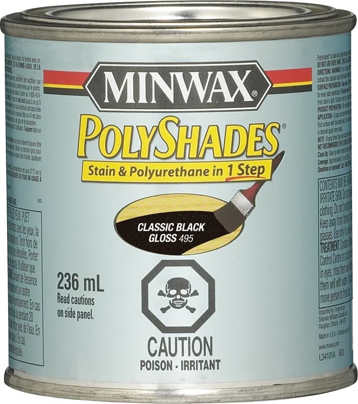 Minwax PolyShades CM3495144 Polyurethane, Gloss, Liquid, Classic Black, 236 mL – image 1