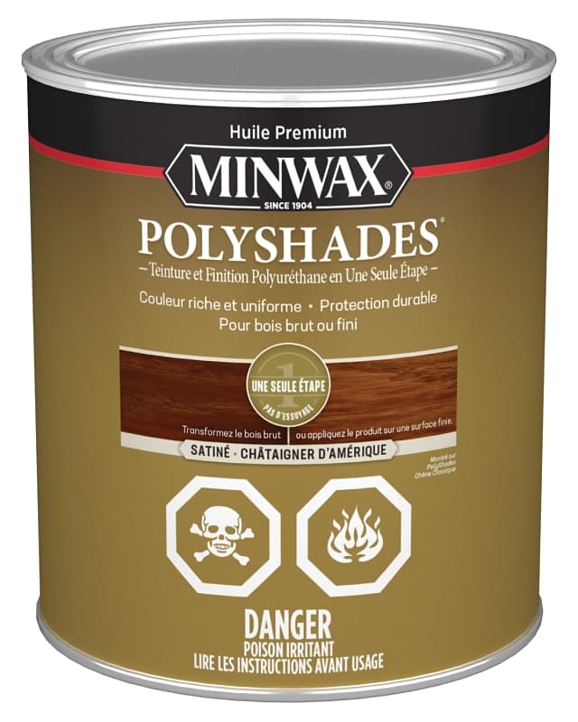 Minwax CM3375300 Polyshades, Satin, Liquid, American Chestnut, 946 mL, Can – image 1