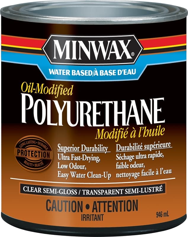 Minwax CM6302004 Polyurethane, Semi-Gloss, Liquid, Clear, 1 qt, Can – image 1