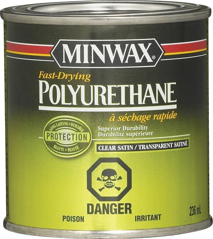 Minwax 310034444 Fast-Drying Polyurethane, Satin, Liquid, Clear, 946 mL – image 1
