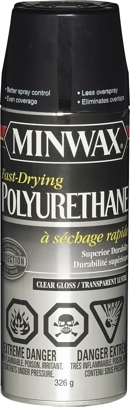 Minwax 33050 Fast-Drying Polyurethane, Gloss, Liquid, Clear, 326 g, Aerosol Can – image 1