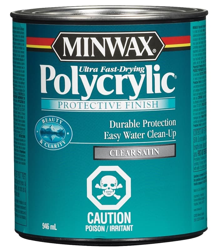 Minwax Polycrylic 321034444 Protective Finish, Satin, Liquid, Clear, 946 mL – image 1