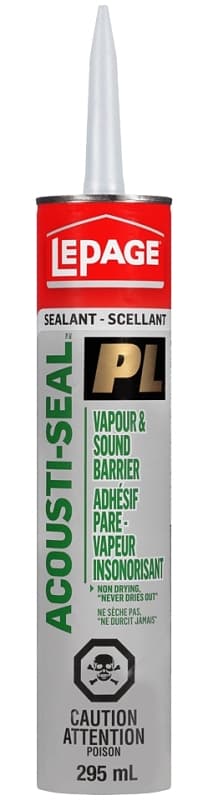 LePage 1435208 Acoustical Sealant, Black, 41 to 95 deg F, 295 mL Cartridge – image 1