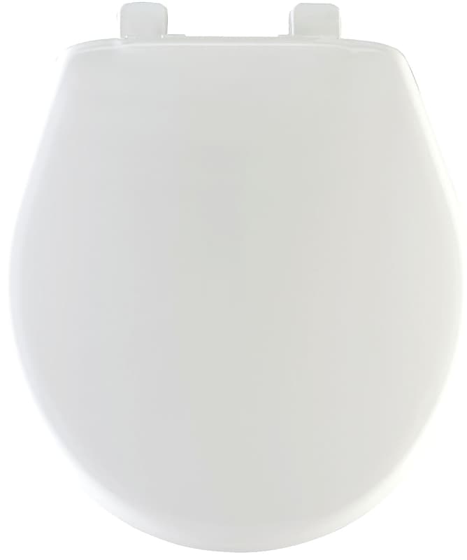 Mayfair 80SLOW000 Toilet Seat, Round, Plastic, White, Hex-Tite Hinge – image 1