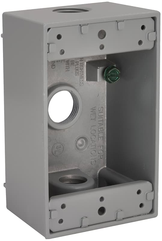 Bell Outdoor 5320-0 Weatherproof Box, 3-Outlet, 1-Gang, Aluminum, Gray, Powder-Coated – image 1