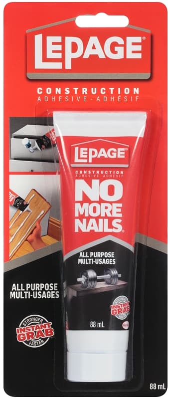 LePage No More Nails PL Premium 1673142 Construction Adhesive, White, 88 mL Tube – image 1