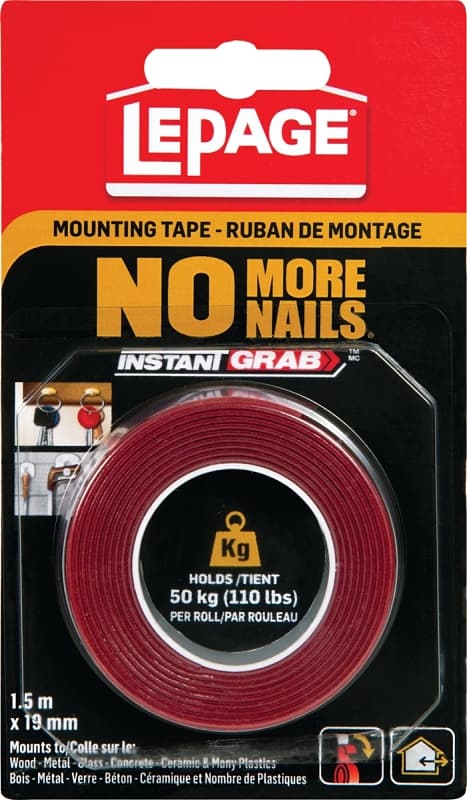 LePage 2125574 Mounting Tape, 1.5 m L, 19 mm W, Translucent – image 1