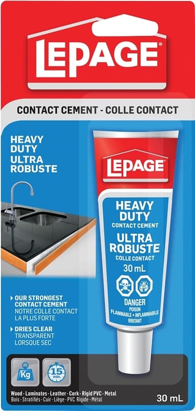 LePage 1504637 Heavy-Duty Contact Cement, Liquid, Solvent, Colorless, 30 mL Tube – image 1