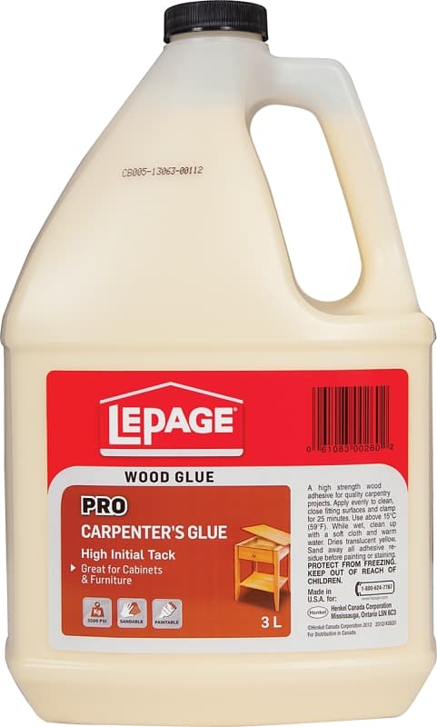 LePage 530538 Carpenter's Glue, Translucent Pale Yellow, 3 L Jug – image 1