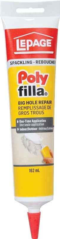 LePage Polyfilla 394034 Spackling Big Hole Repair, White, 162 mL Tube – image 1