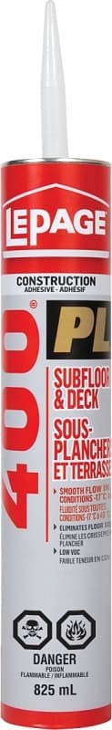 LePage PL 400 1601357 Subfloor and Deck Adhesive, Beige, 825 mL Cartridge – image 1