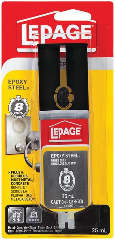 LePage Epoxy Steel 1919322 Epoxy Adhesive, Medium Gray, 25 mL – image 1