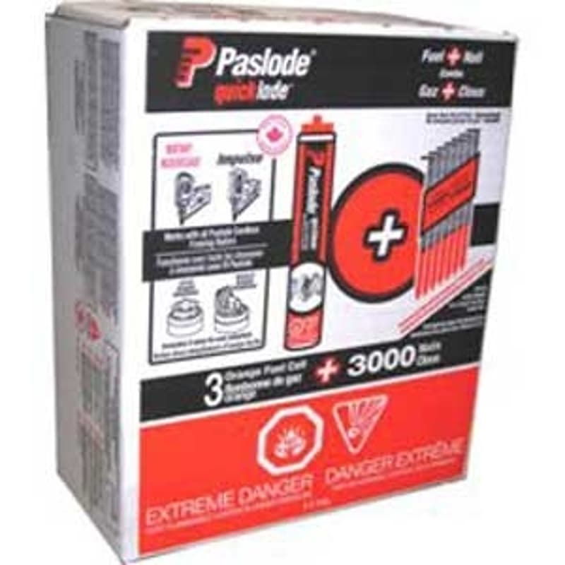 Paslode 3325FN Framing Fuel and Nail Combo Pack, 3-1/4 in L, Bright, Round Head, Smooth Shank – image 1