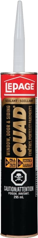 LePage Quad 1637344 Sealant, Black, 7 to 14 days Curing, -7 to 38 deg C, 295 mL – image 1