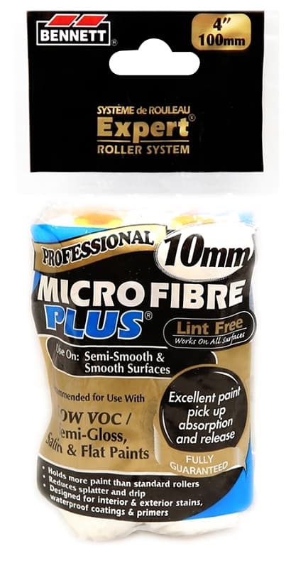 Bennett 2X4 MICRO Roller Refill, 5 mm Thick Nap, 100 mm L, Microfiber Cover – image 1