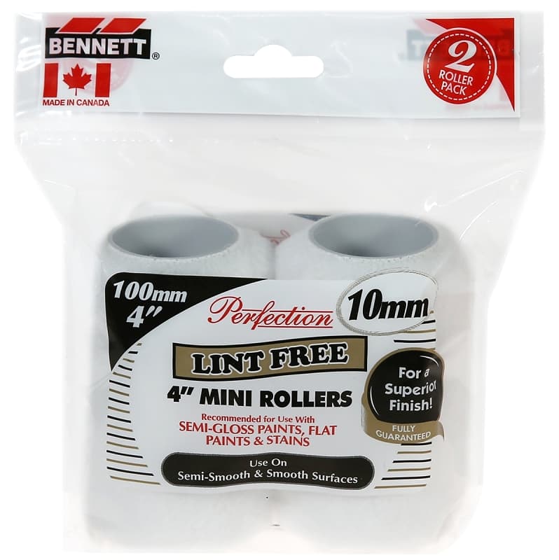 Bennett 2X4IN LF HI-PK Mini Roller Refill, 10 mm Thick Nap, 100 mm L, Fabric Cover – image 1