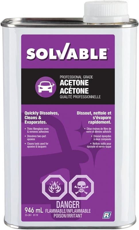 Solvable 53-261 Acetone, Liquid, Pungent, 946 mL – image 1