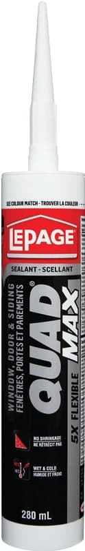 LePage Quad 1869817 Sealant, Black, 24 hr Curing, 18 to 60 deg C, 280 mL Cartridge – image 1