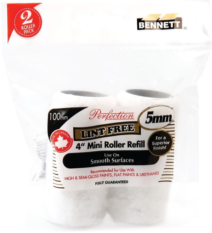 Bennett 2X4IN LF LO-PK LI Mini Roller Refill, 5 mm Thick Nap, 100 mm L, Fabric Cover – image 1