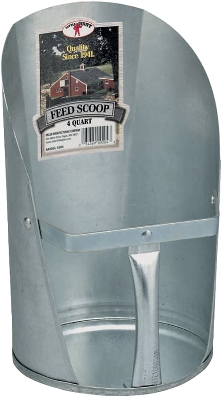 Little Giant 9204 Feed Scoop, 4 qt Capacity, Steel, Galvanized, 6-3/4 in L – image 1