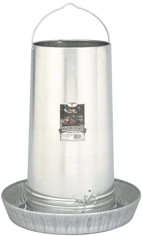 Little Giant 914273 Poultry Feeder, 40 lb Capacity, Rolled Edge, Galvanized Steel – image 1