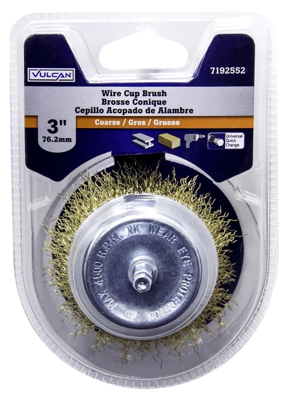Vulcan 321231OR Wire Cup Brush, 3 in Dia, 1/4 in Quick Change Shank in Arbor/Shank – image 1