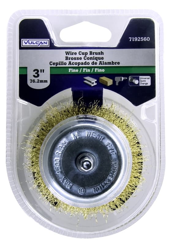 Vulcan 321311OR Wire Cup Brush, 3 in Dia, 1/4 in Quick Change Shank in Arbor/Shank – image 1