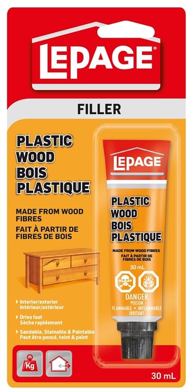 LePage Plastic Wood 1980356 Wood Filler, Liquid, Acetone, Creamy, 30 mL Tube – image 1