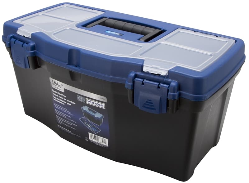 Vulcan 320100 Tool Box, 17-7/8 in L x 8-3/4 in W x 6-1/2 in H, Plastic, Black/Blue, 7-Compartment – image 1