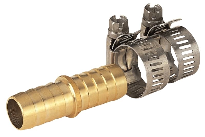 Landscapers Select GB91113L Hose Mender with Clamps, 5/8 in, Male, Brass, Brass and Silver – image 1