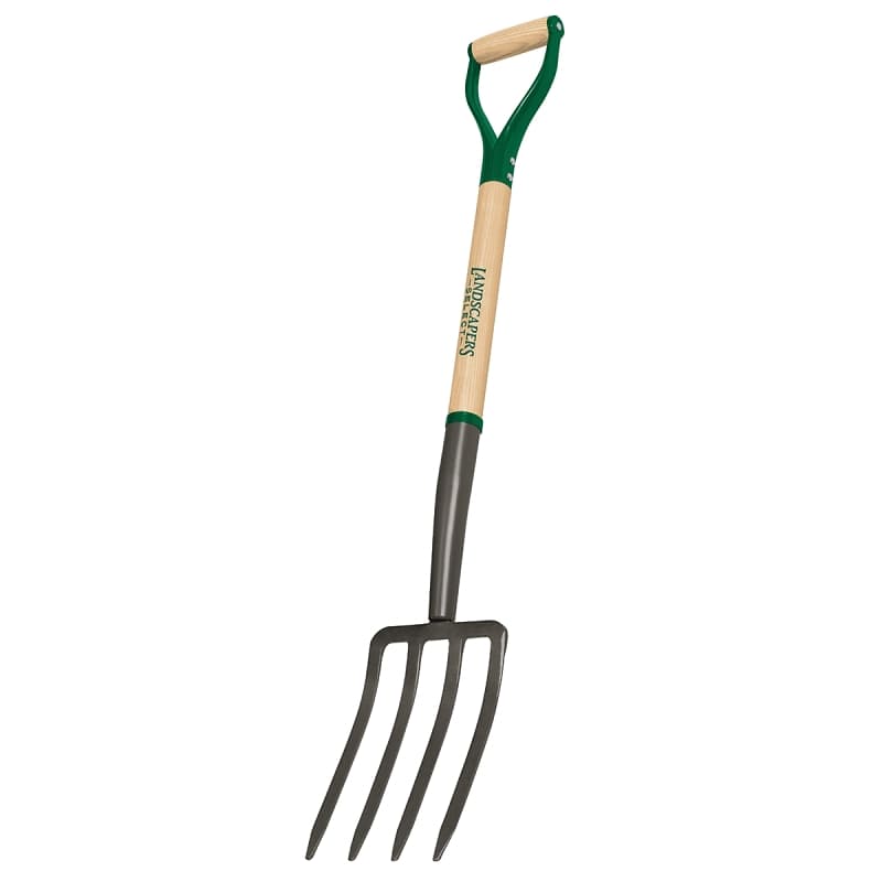 Landscapers Select 34619 Garden Spading Fork, Steel Tine, 4 -Tine, Steel Tine, Gray, Wood Handle, 30 in L Handle – image 1