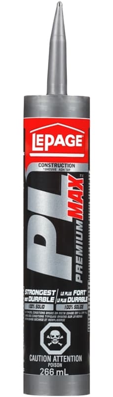 LePage PL PREMIUM MAX 2292242 Construction Adhesive, Gray, 266 mL Plastic Cartridge – image 1