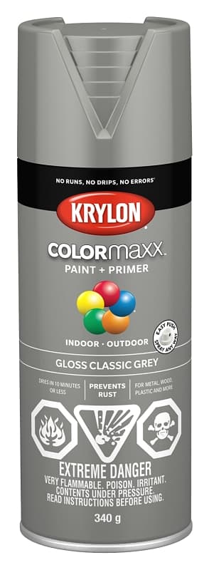 Krylon 455130007 Enamel Spray Paint, Gloss, Classic Gray, 12 oz, Can – image 1