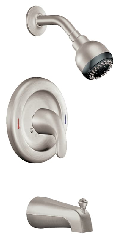 Moen Adler 82603SRN/L82694EP Tub and Shower Faucet, 1.75 gpm Showerhead, 1-Handle, Metal, Brushed Nickel – image 1