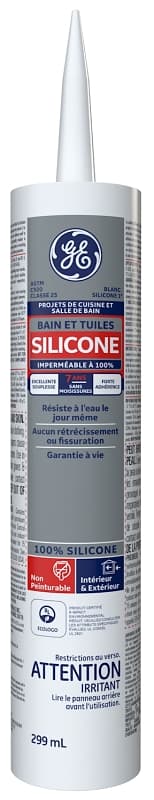 GE Silicone I SE1182 Tub and Tile Sealant, White, 10.1 oz – image 1