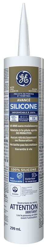 GE Silicone II SE2180 Window and Door Sealant, White, 299 mL – image 1