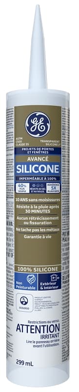 GE Silicone II SE2184 Window and Door Sealant, Clear, 299 mL – image 1