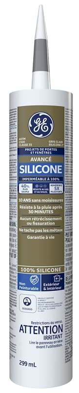 GE Silicone II SE2192 Window and Door Sealant, Light Gray, 10.1 oz – image 1
