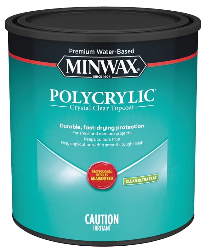 Minwax Polycrylic CM6111144 Waterbased Polyurethane, Ultra Flat, Liquid, Clear, 946 mL – image 1