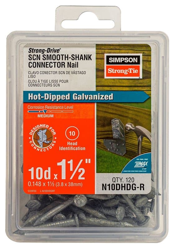 Simpson Strong-Tie SCN Series N10DHDG-R Connector Nail, 10D Penny, 1-1/2 in L, Full Round Head, 9 ga, Steel – image 1