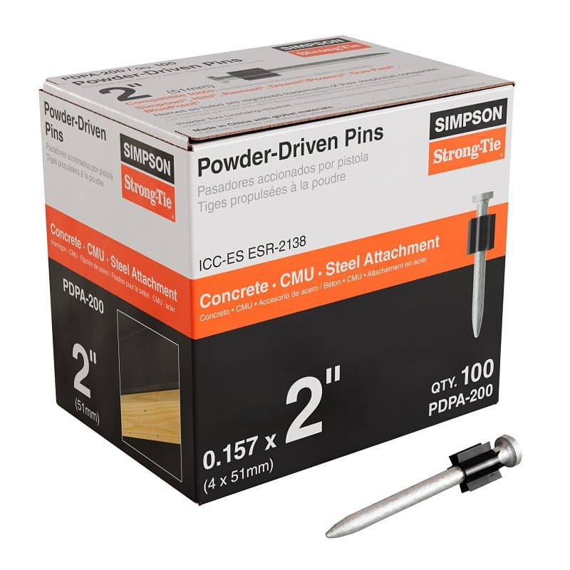 Simpson Strong-Tie PDPA PDPA-200 Drive Pin, 0.157 in Dia Shank, 2 in L, Steel, Galvanized – image 1