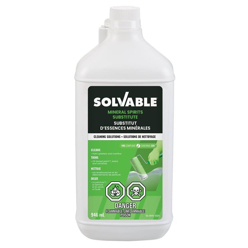 Solvable 53-341 Mineral Spirit, Liquid, Hydrocarbon, Clear Yellow, 946 mL – image 1