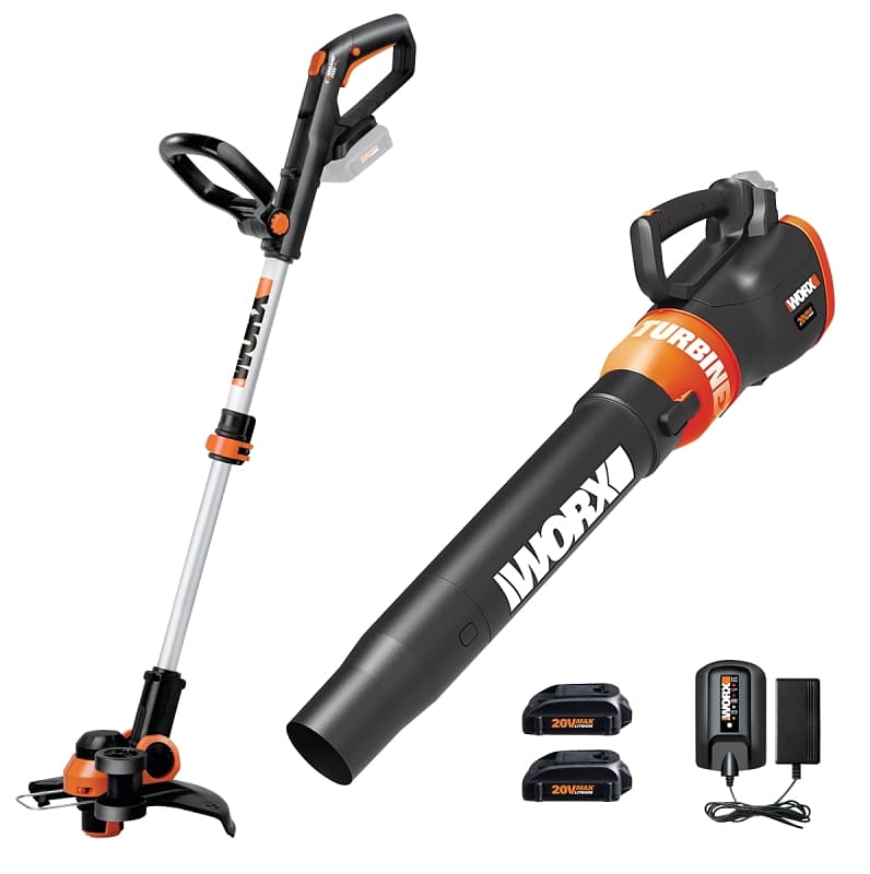 Worx WG929 Trimmer and Turbine Blower Combo Kit, Battery Included, 20 V, Lithium-Ion – image 1